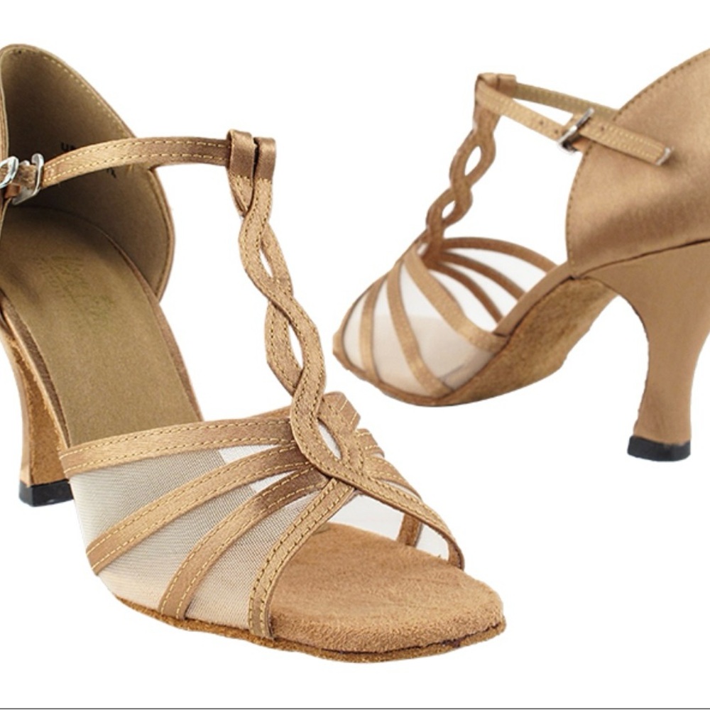 Very Fine tan ballroom shoes size 7.5
